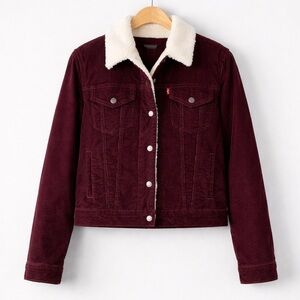 Levi’s Merlot Original Trucker Jacket  with Sherpa in size S and XS